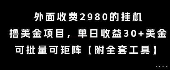 外面收费2980的挂G撸美金项目，单日收益30+美金，可批量可矩阵【揭秘】-网创先锋