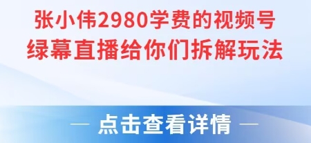 张小伟2980付费额视频号绿幕直播给你们拆解玩法-网创先锋