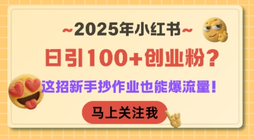 2025年小红书日引100+创业粉？这招新手抄作业也能爆流量！-网创先锋