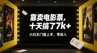 靠卖电影票，十天搞了7k+，小白无门槛上手，零投入【揭秘】-网创先锋