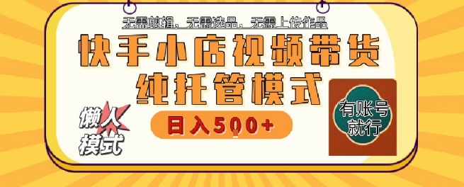 快手小店托管代运营，无需剪辑，无需选品，无需上传作品，全程无需操作，轻松月入5k+【揭秘】-网创先锋