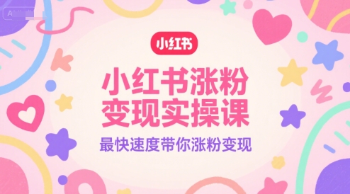 小红书涨粉变现实操课，最快速度带你涨粉变现-网创先锋