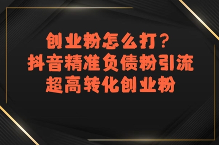 创业粉怎么打？抖音精准负债粉引流，超高转化创业粉-网创先锋