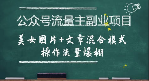公众号流量主副业项目，美女图片+文章混合模式操作流量爆棚-网创先锋
