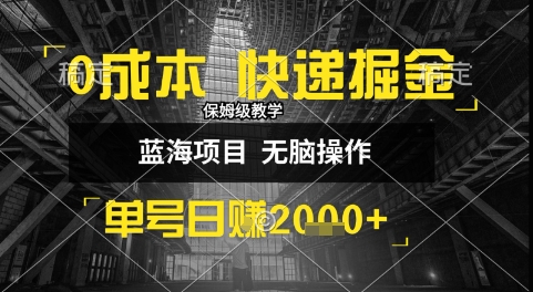 0成本快递掘金玩法，日入1k+，小白30分钟上手，收益嘎嘎猛【揭秘】-网创先锋