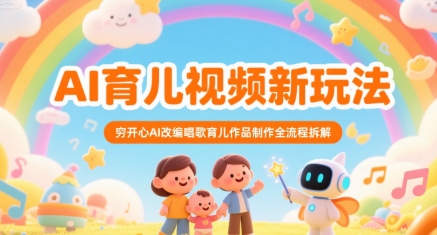 AI育儿视频新玩法，穷开心AI改编唱歌育儿作品制作全流程拆解-网创先锋