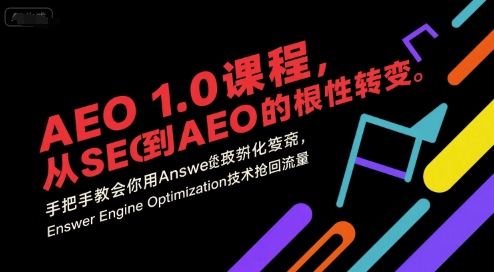 AEO 1.0 课程，从SEO到AE0的基命性转变，手把手教会你用AnswerEngineOptimization技术抢回流量-网创先锋