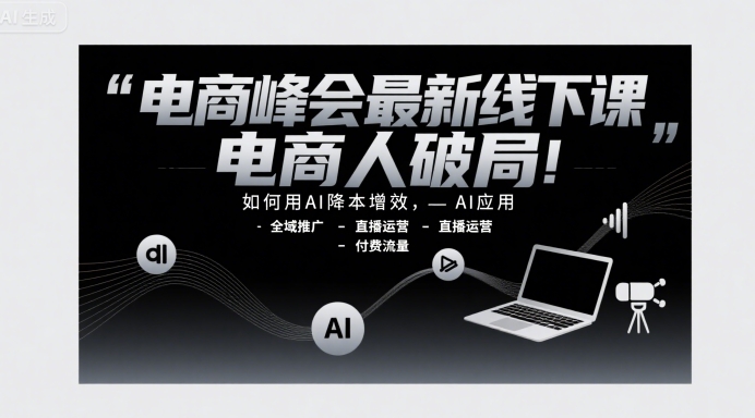 电商峰会最新线下课，电商人破局，如何用AI降本增效，AI应用-全域推广-直播运营-付费流量-网创先锋