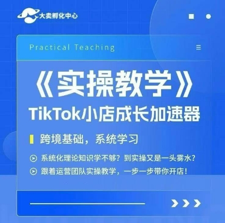 大卖家孵化中心TikTok实操课，TikTok小店成长加速器，跨境基础系统学习，一步一步带你开店-网创先锋
