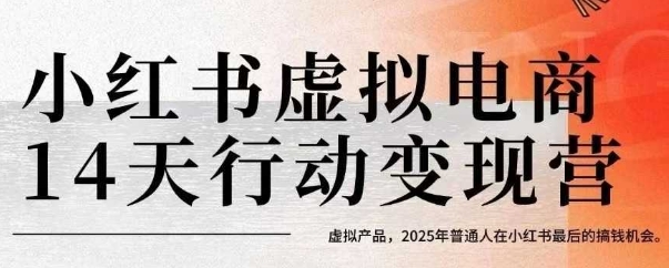 小红书虚拟电商14天变现训练营，虚拟产品，2025年普通人在小红书最后的搞钱机会-网创先锋