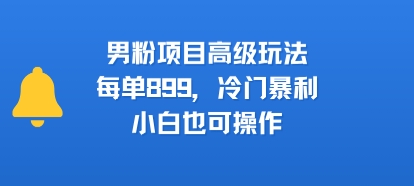 男粉项目高级玩法，每单899，冷门暴利，小白也可操作-网创先锋