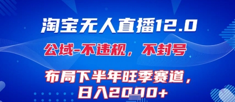 淘宝无人直播12.0，不封号，不违规，布局下半年旺季赛道，日入1k+(独家技术)【揭秘】-网创先锋