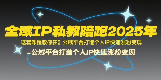 全域IP私教陪跑2025年，这套课程教你在​公域平台打造个人IP快速涨粉变现-网创先锋