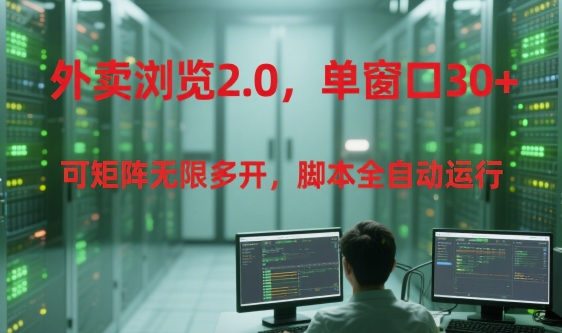 外卖浏览2.0，单窗口30+可矩阵无限多开，脚本全自动运行【揭秘】-网创先锋