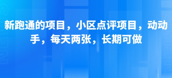 新跑通的项目，小区点评项目，动动手，每天两张，长期可做-网创先锋