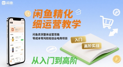 闲鱼精细化运营入门+高阶实战教学，闲鱼卖货整体运营思路，零成本零风险轻创业电商项目-网创先锋
