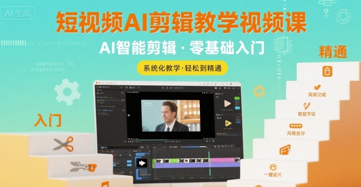短视频AI剪辑教学视频课，入门到精通-网创先锋