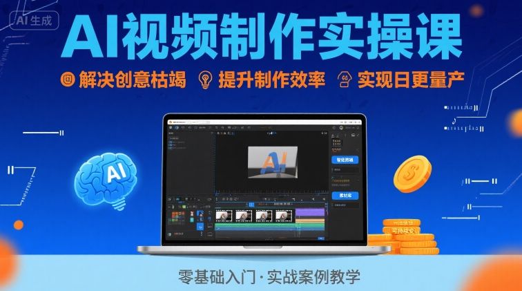 Ai视频制作实操课，解决创意枯竭、效率低下痛点，实现日更量产可持续变现-网创先锋