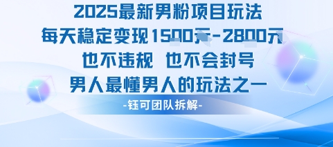 2025最新男粉项目玩法每天变现1k+也不违规也不会封号男人最懂男人的玩法-网创先锋