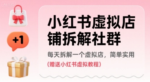 小红书虚拟店铺拆解社群，每天拆解一个虚拟店，简单实用(赠送小红书虚拟教程)-网创先锋
