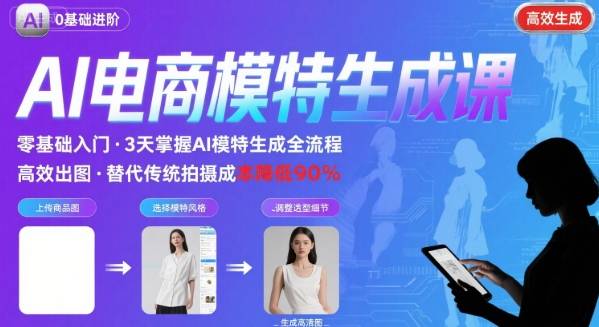 AI模特进阶课程，0基础高效生成逼真电商模特图-网创先锋