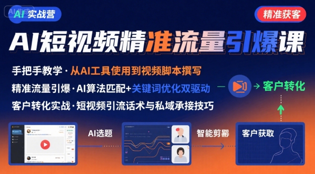 AI+短视频引爆精准客户实战营，手把手教你引爆Ai短视频精准流量-网创先锋