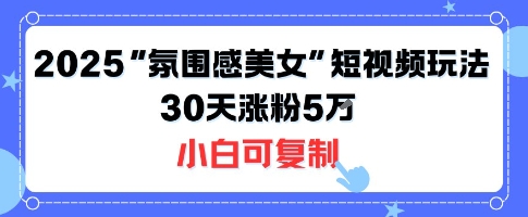 不露脸也能火！2025“氛围感美女”短视频玩法，30天涨粉5W小白可复制-网创先锋