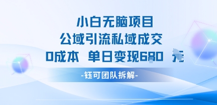 小白无脑项目公域引流私域成交0成本单日变现680米-网创先锋