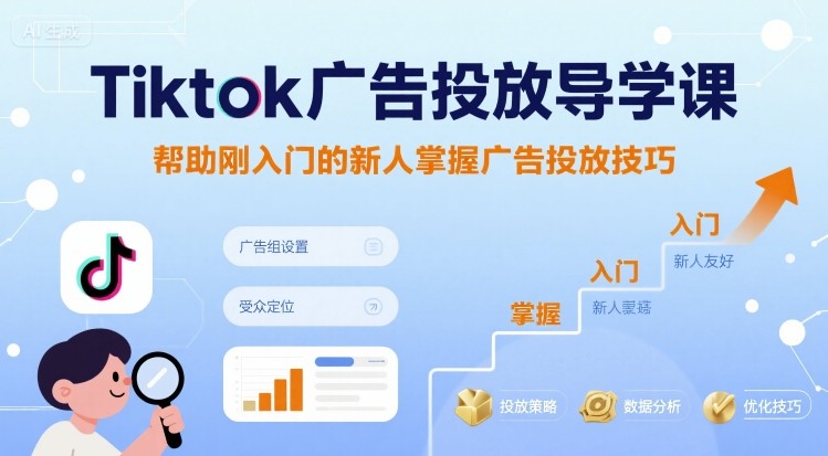 Tiktok广告投放导学课，帮助刚入门的新人掌握广告投放技巧-网创先锋