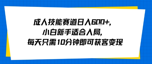 成人技能赛道日入多张，小白新手适合入局，每天只需10分钟即可获客变现-网创先锋