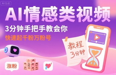AI情感类视频，3分钟手把手教会你，快速起千粉万粉号-网创先锋