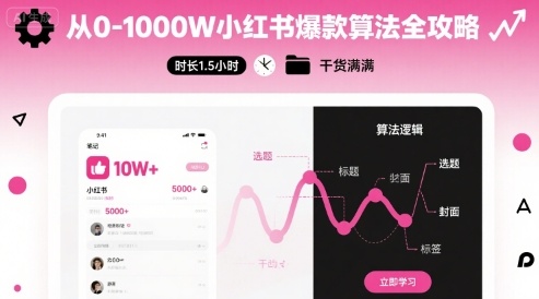 从0-1000W小红书爆款算法全攻略，时长1.5小时，干货满满-网创先锋