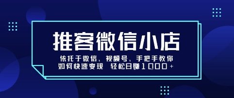 推客微信小店依托于微信、视频号，手把手教你如何快速变现 轻松日入1k+【揭秘】-网创先锋