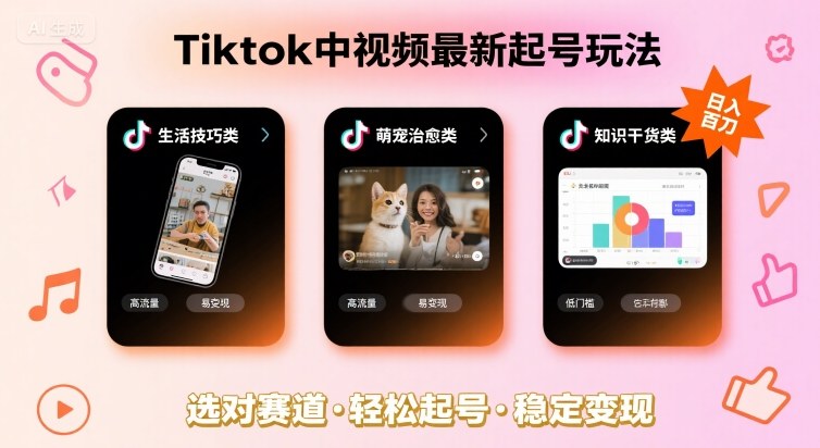 Tiktok中视频最新起号玩法，想要日入百刀，做好这几个赛道就可以了-网创先锋