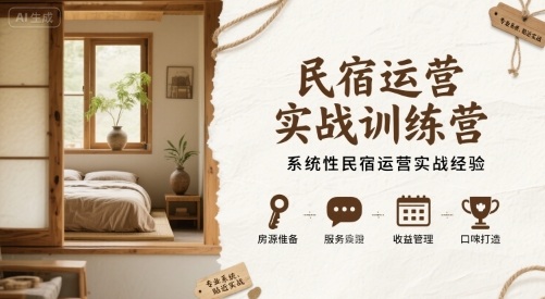 民宿运营实战训练营，系统性民宿运营实战经验-网创先锋