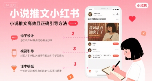 小说推文小红书高转化引导方法实操课，小说推文高效且正确引导方法-网创先锋