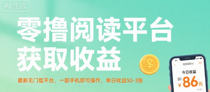 零撸阅读平台获取收益，最新无门槛平台，一部手机即可操作，单日收益50-3张【揭秘】-网创先锋