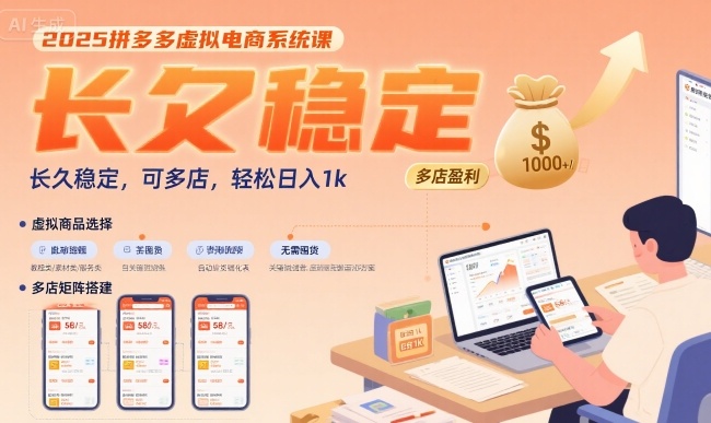 2025拼多多虚拟电商系统课，长久稳定，可多店，轻松日入1k-网创先锋