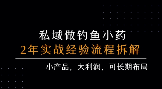 私域做钓鱼小药 每单利润3张+ 详细流程拆解-网创先锋