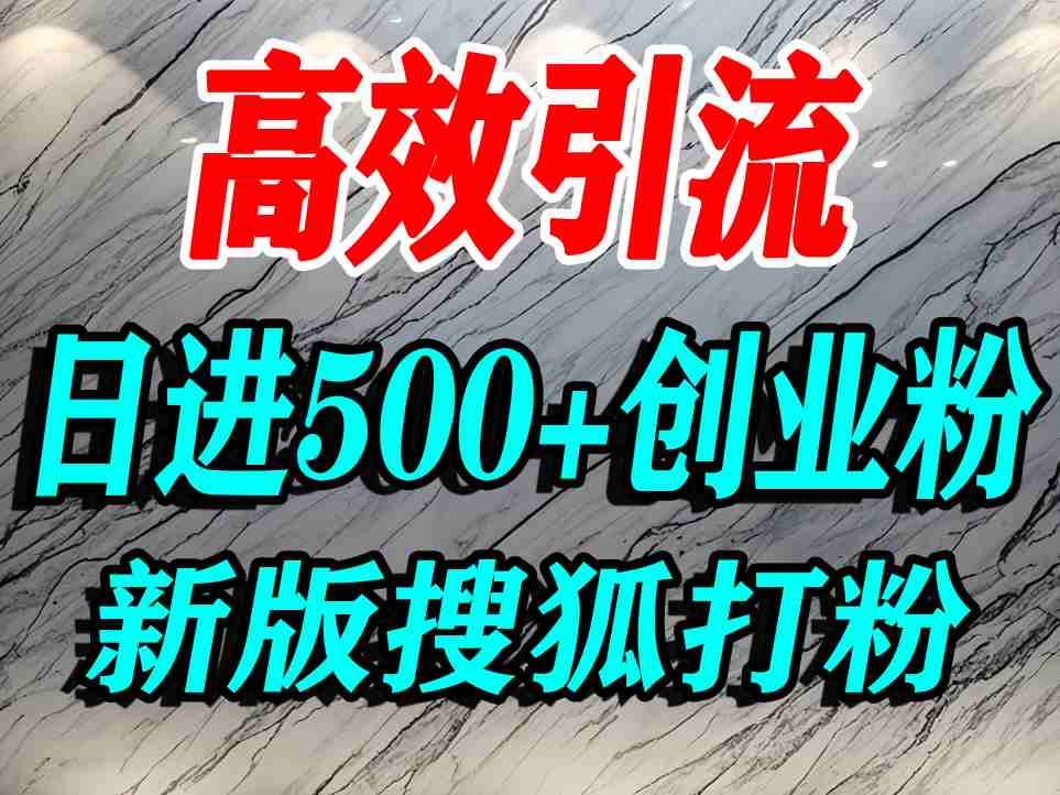 怎么打创业粉？搜狐网打精准创业粉，打粉引流教程，单人日引500+精准创业粉-网创先锋
