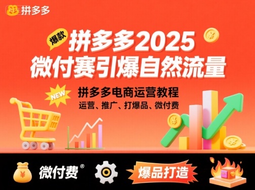 拼多多2025微付赛引爆自然流量，拼多多电商运营教程，运营、推广、打爆品、微付费-网创先锋