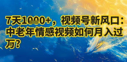 7天收益1k+，视频号新风口：中老年情感视频如何月入过W?-网创先锋