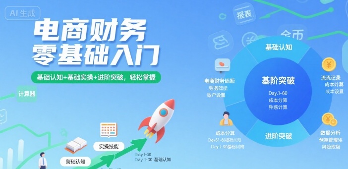 电商财务零基础入门，基础认知+基础实操+进阶突破，轻松掌握-网创先锋