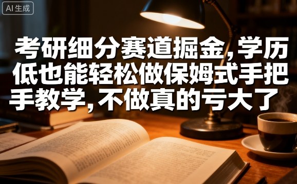 考研细分赛道掘金，日入1k+，学历低也能轻松做保姆式手把手教学，不做真的亏大了【揭秘】-网创先锋