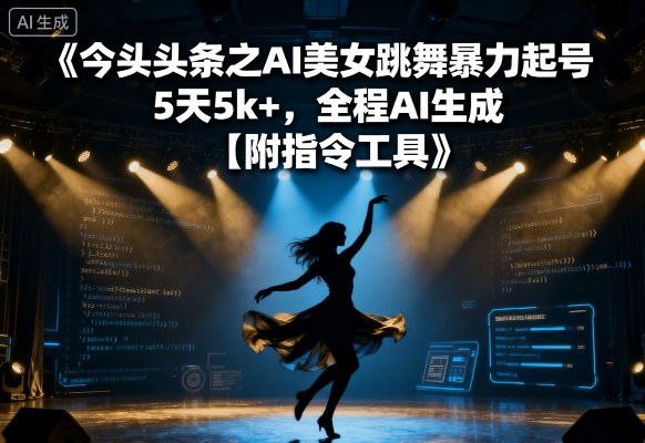 今日头条之AI美女跳舞暴力起号，5天1k+，全程AI生成【附指令工具】-网创先锋