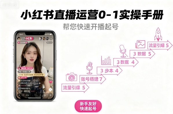 小红书直播运营0-1实操手册，帮您快速开播起号-网创先锋
