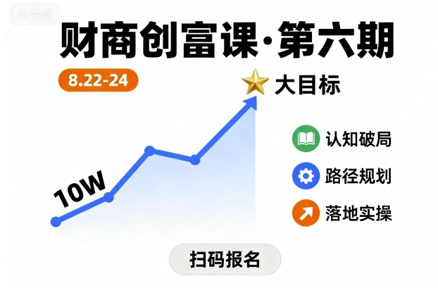 财商创富课第六期8月22-24号，如何从10W起步，一步步实现大目标-网创先锋