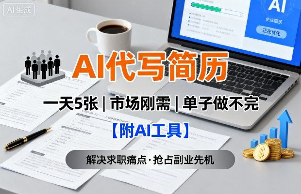 AI代写简历，一天5张，今年找工作难，市场刚需，单子做不完【附AI工具】-网创先锋