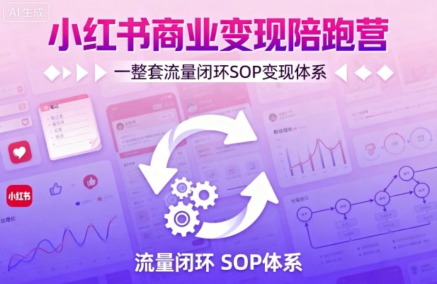 小红书商业变现陪跑营，轻IP矩阵 私域获客 聚光投流，一整套流量闭环SOP变现体系-网创先锋