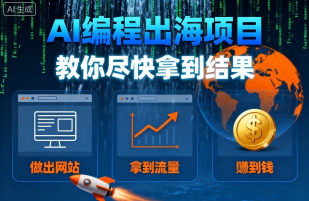 AI编程出海项目，教你尽快拿到结果-做出网站、拿到流量、賺到钱-网创先锋